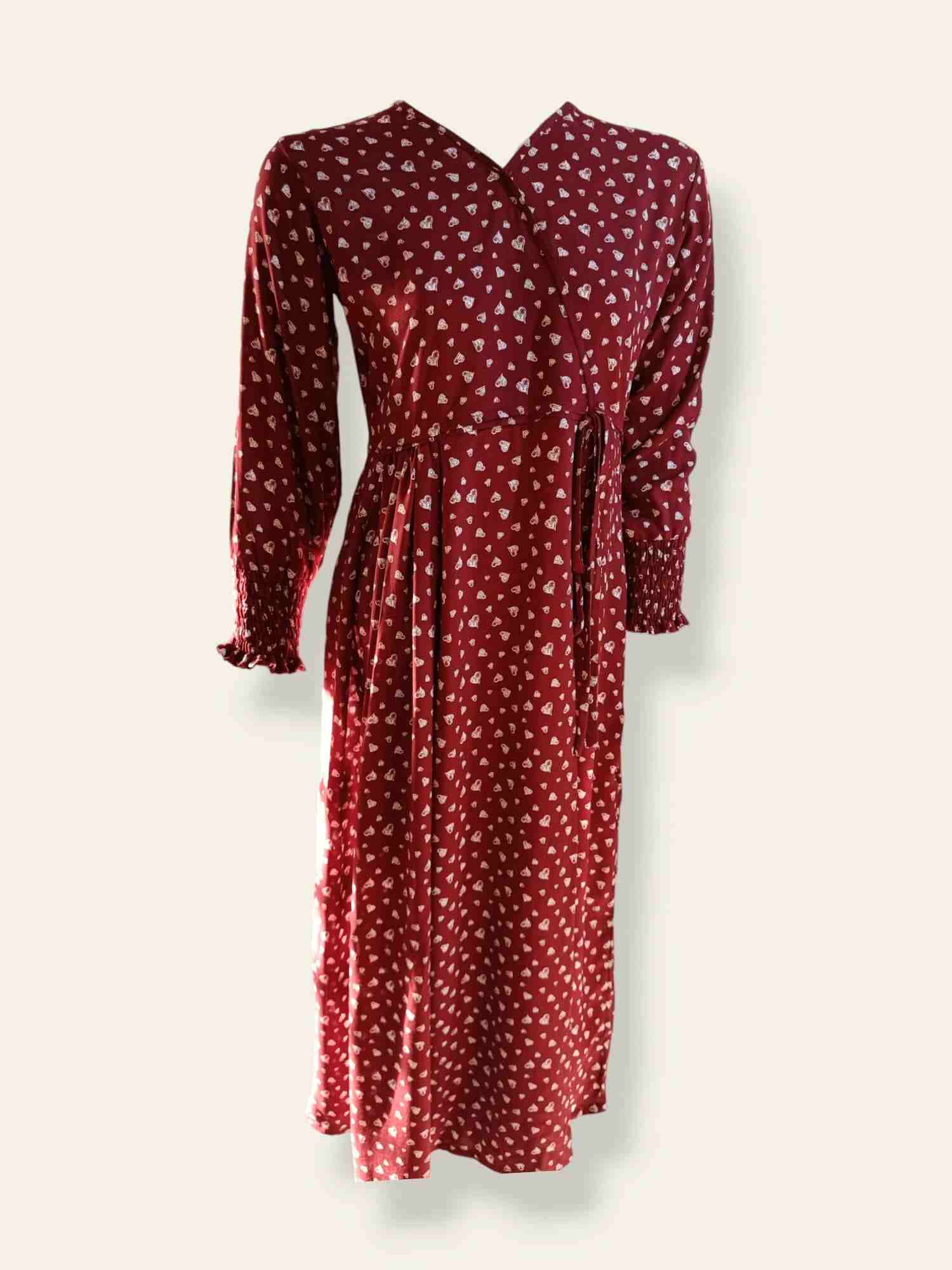 red Pinterest heart linen long dress